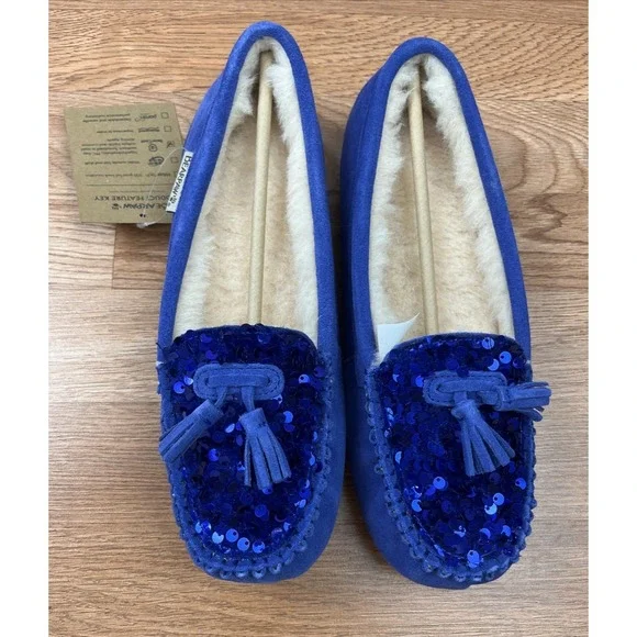 BEARPAW Belinda Waterproof Suede Moccasins Women's Size 9 Ultramarine NEW - Picture 5 of 12